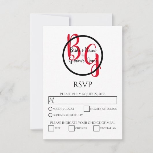 Cartes RSVP de mariage simples et personnalisées (Devant)