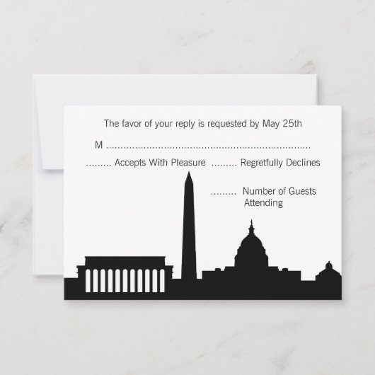 Cartes RSVP de mariage Skyline DC (Devant)