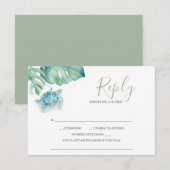 Cartes RSVP de mariage tropical Feuilles de tortue (Devant / Derrière)