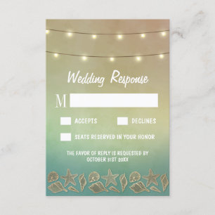 Cartes RSVP de mariage Tropical Starfish et Seashe