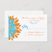 Cartes RSVP de mariage turquoise et orange Fleurs  (Devant / Derrière)