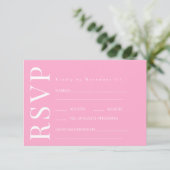 Cartes RSVP de mariage Turquoise rose chaud (Debout devant)