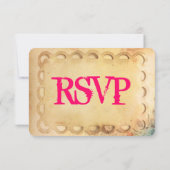 Cartes RSVP de mariage Turquoise rose chaud rustiq (Dos)