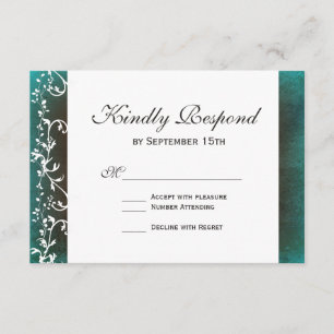 Cartes RSVP de mariage Turquoise rustique