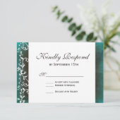 Cartes RSVP de mariage Turquoise rustique (Debout devant)