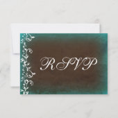 Cartes RSVP de mariage Turquoise rustique (Dos)