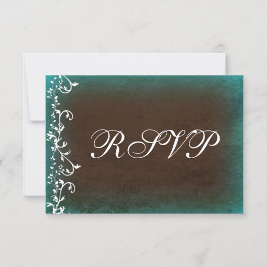 Cartes RSVP de mariage Turquoise rustique (Dos)