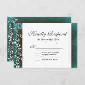 Cartes RSVP de mariage Turquoise rustique (Devant / Derrière)