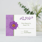 Cartes RSVP de mariage vert et violet (Debout devant)