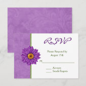 Cartes RSVP de mariage vert et violet (Devant / Derrière)