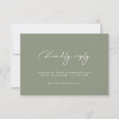 Cartes RSVP de mariage vert Sage moderne (Devant)