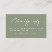 Cartes RSVP de mariage vert Sage moderne (Devant)
