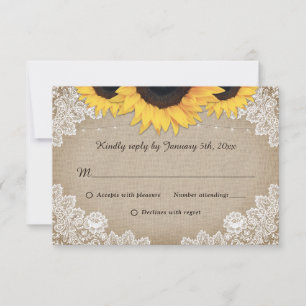 Cartes RSVP de mariage vintage de dentelle de tour