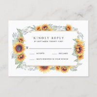 Cartes RSVP de mariage Vintage de tournesol