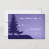 Cartes RSVP de mariage violet de pin de cerf rusti (Devant)