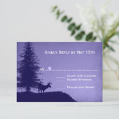 Cartes RSVP de mariage violet de pin de cerf rusti (Debout devant)