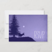 Cartes RSVP de mariage violet de pin de cerf rusti (Dos)