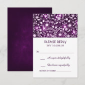 Cartes RSVP de mariage violet rustique (Devant / Derrière)