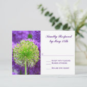Cartes RSVP de mariage violette et verte (Debout devant)