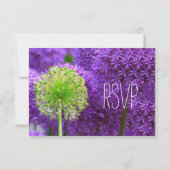 Cartes RSVP de mariage violette et verte (Dos)