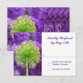 Cartes RSVP de mariage violette et verte (Devant / Derrière)
