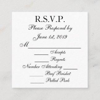 Cartes RSVP de réponse noir et blanc