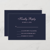 Cartes RSVP de Script bleu et rose vif de la marin (Devant / Derrière)