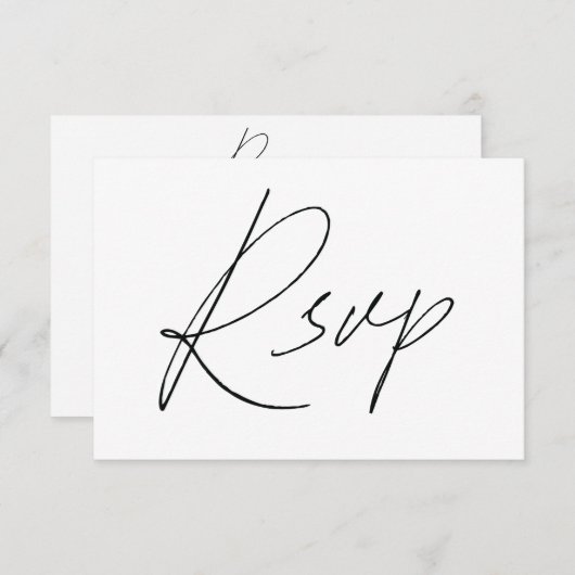 Cartes RSVP de script clair pour Mariage blanc (Devant / Derrière)