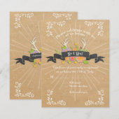 Cartes RSVP Deer Antler Fleur sauvage Starburst Ru (Devant / Derrière)