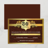 Cartes RSVP dorées pour anniversaire de mariage (Devant / Derrière)
