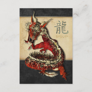 Cartes RSVP Dragon Rouge Chinois
