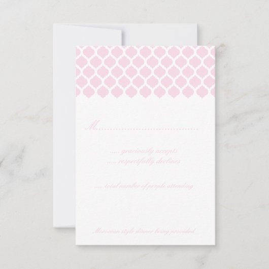 Cartes RSVP du Parti de Mariage Motif rose marocai (Devant)