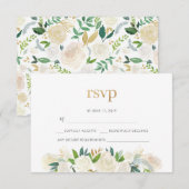 Cartes RSVP éco-couleur feuille verte (Devant / Derrière)