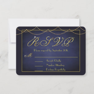 Cartes RSVP Elegant Deep Blue et Gold Parties scin