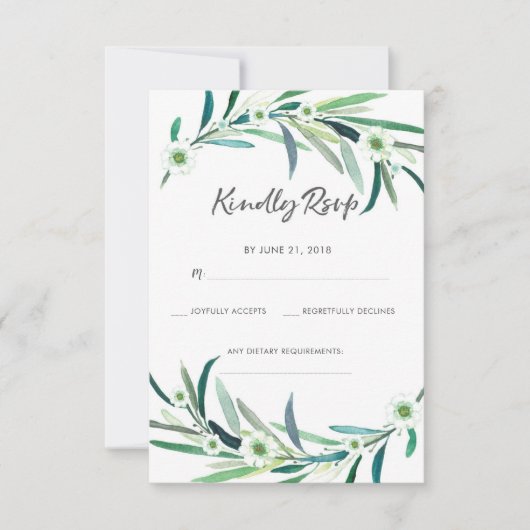 Cartes RSVP Elegant Eucalyptus floral aquarelle (Devant)