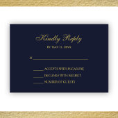 Cartes RSVP Elegant Navy & Gold Script