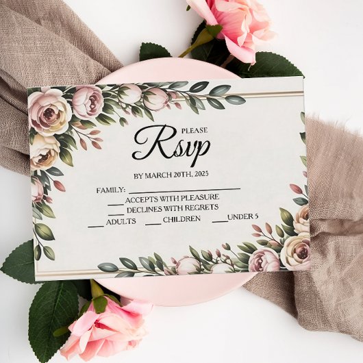 Cartes RSVP Elegant Rose Floral Designer