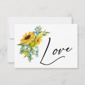 Cartes RSVP élégantes tournesol et eucalyptus aqua (Dos)