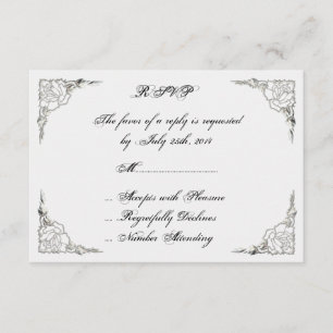 Cartes RSVP en Argent Vintage élégant Rose