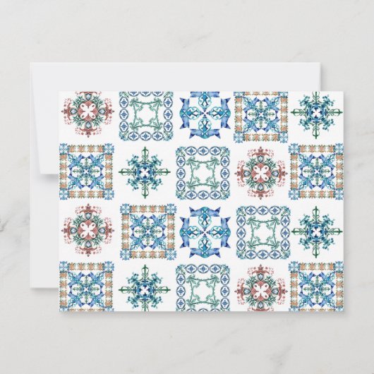 Cartes RSVP en carreaux Amalfi citron avec choix d (Dos)