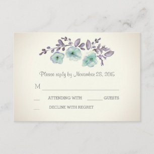 Cartes RSVP en fleurs d'aquarelle de prune romanti