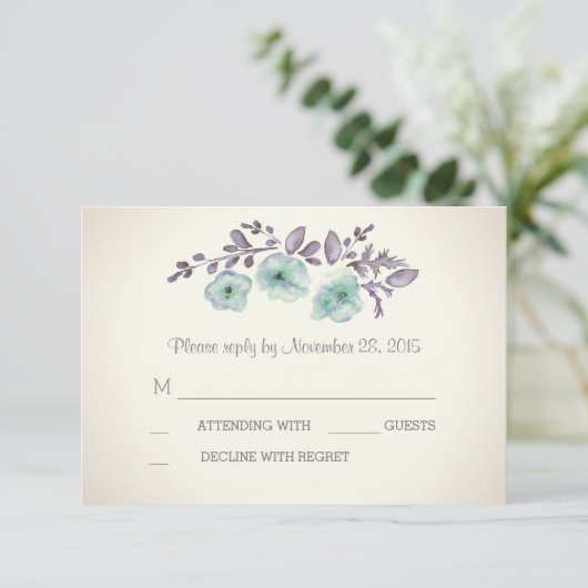 Cartes RSVP en fleurs d'aquarelle romantique (Debout devant)
