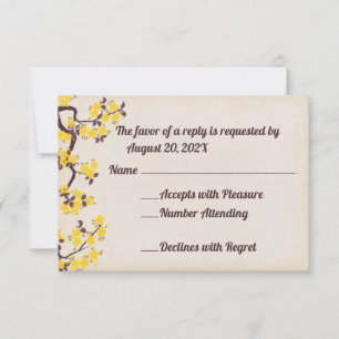 Cartes RSVP en fleurs de Sakura jaune