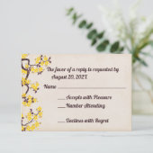 Cartes RSVP en fleurs de Sakura jaune (Debout devant)