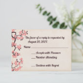 Cartes RSVP en fleurs Sakura rose (Debout devant)