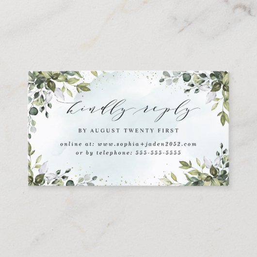 Cartes RSVP en ligne du Mariage Dusty Blue Greener (Devant)