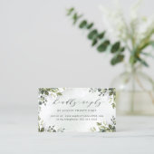 Cartes RSVP en ligne Dusty Blue Greenery Mariage (Debout devant)