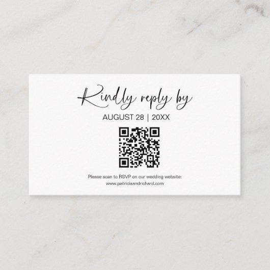 Cartes RSVP en ligne Mariage QR simples et minimal (Devant)
