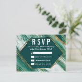 Cartes RSVP en marbre d'agate abstrait or vert éme (Debout devant)