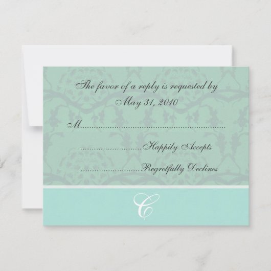 Cartes RSVP en mousse vert de mer (Devant)